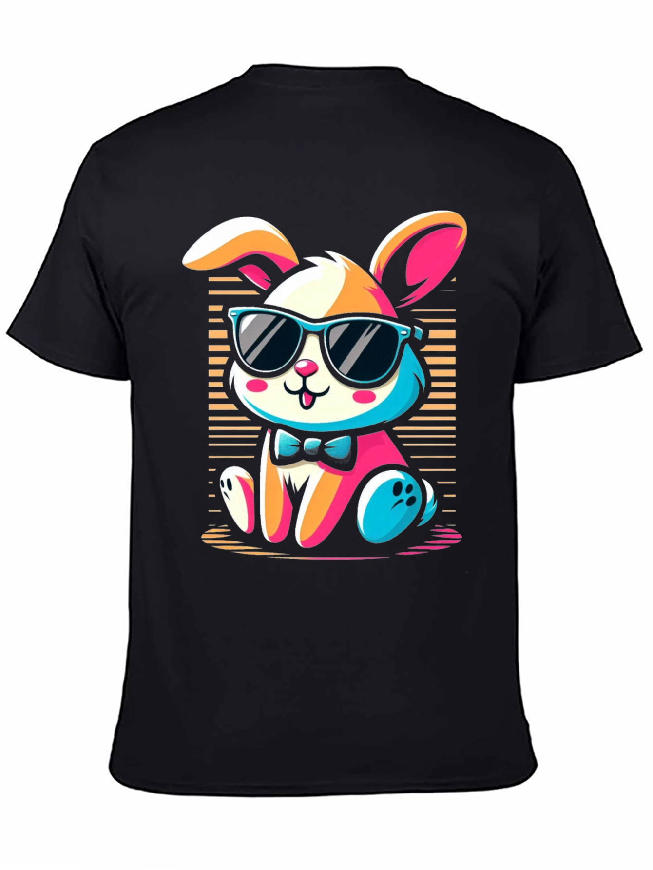 Cool Bunny Graphic Tee - Soft Black Cotton