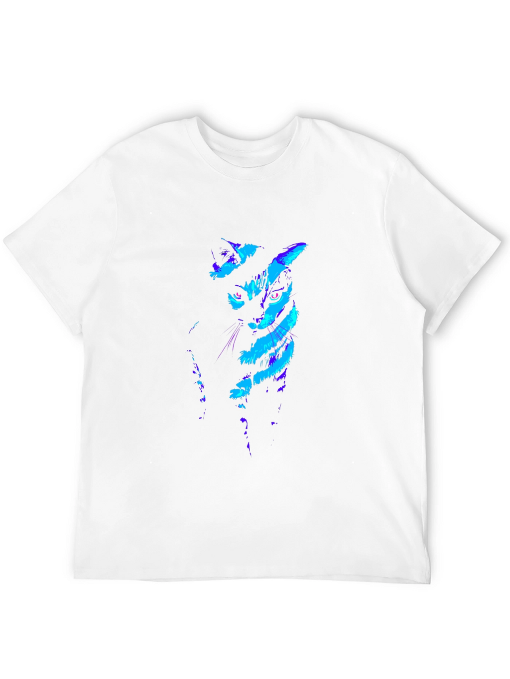Neon Cat Graphic Black T-Shirt