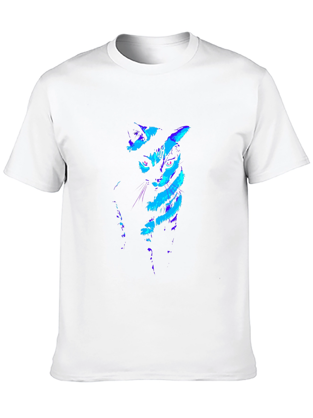 Neon Cat Graphic Black T-Shirt