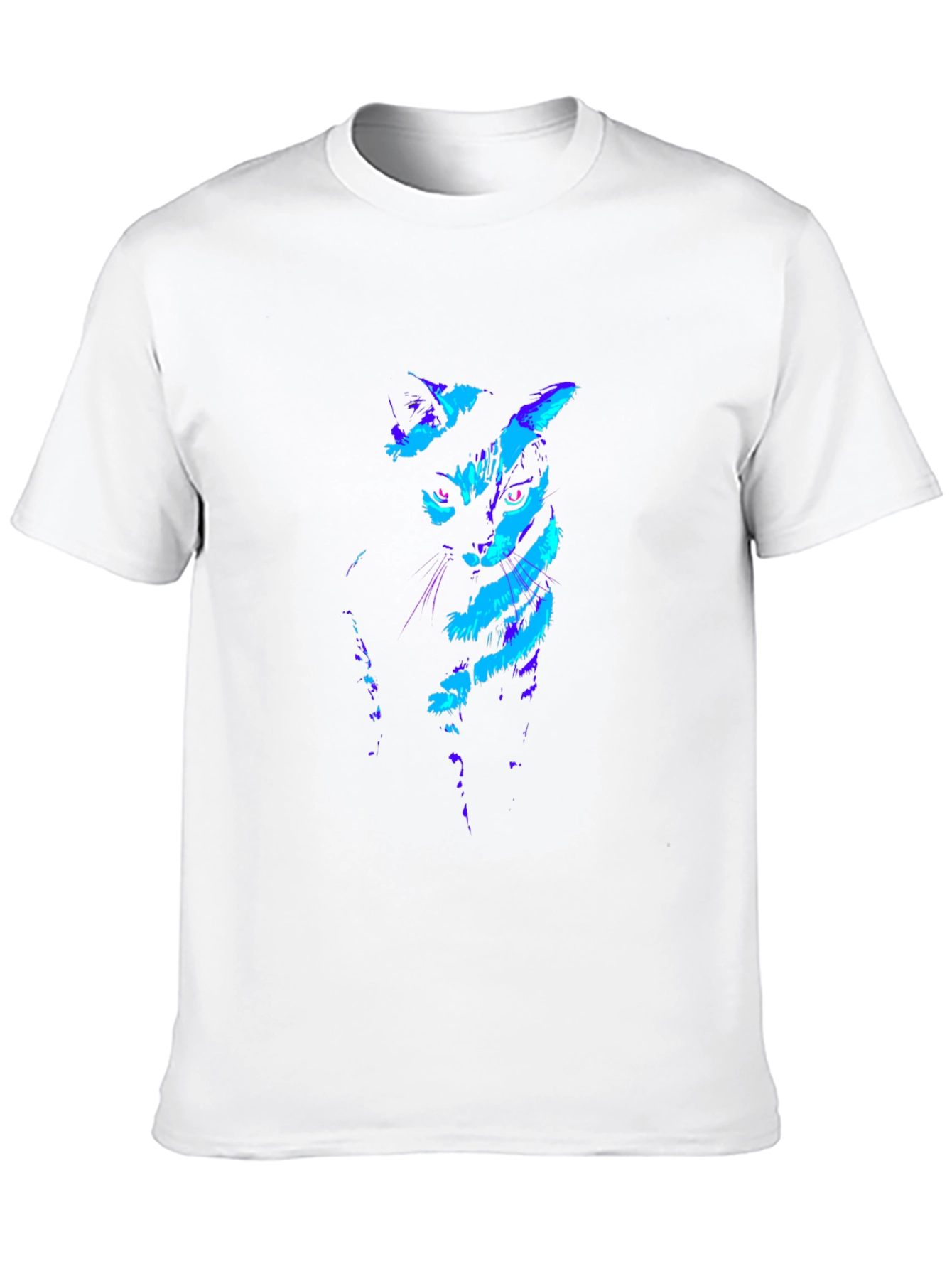 Neon Cat Graphic Black T-Shirt