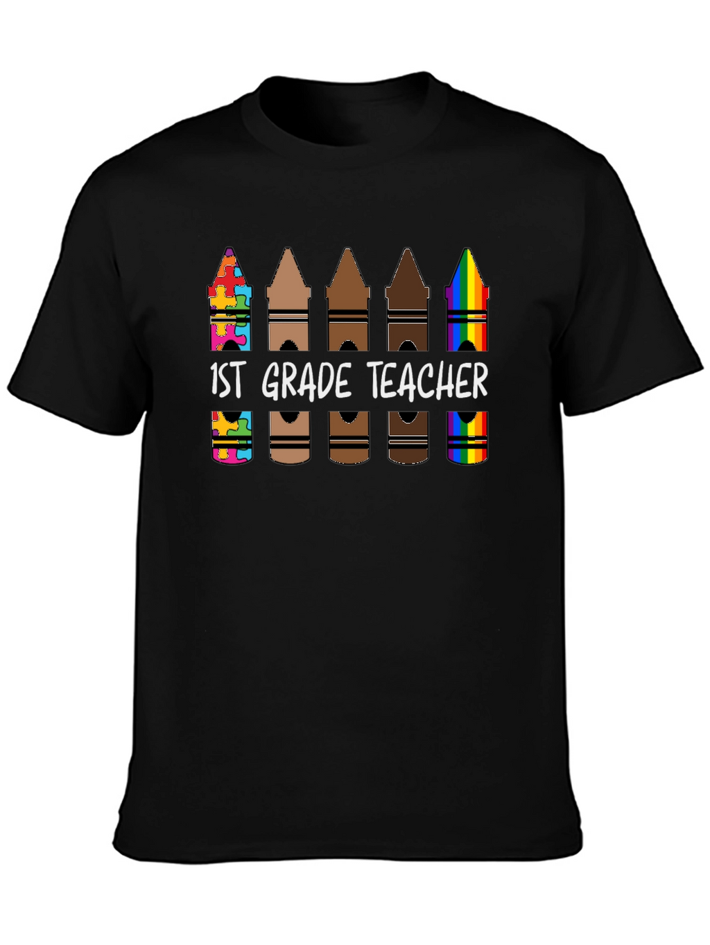 1st Grade Teacher Crayon T-Shirt
