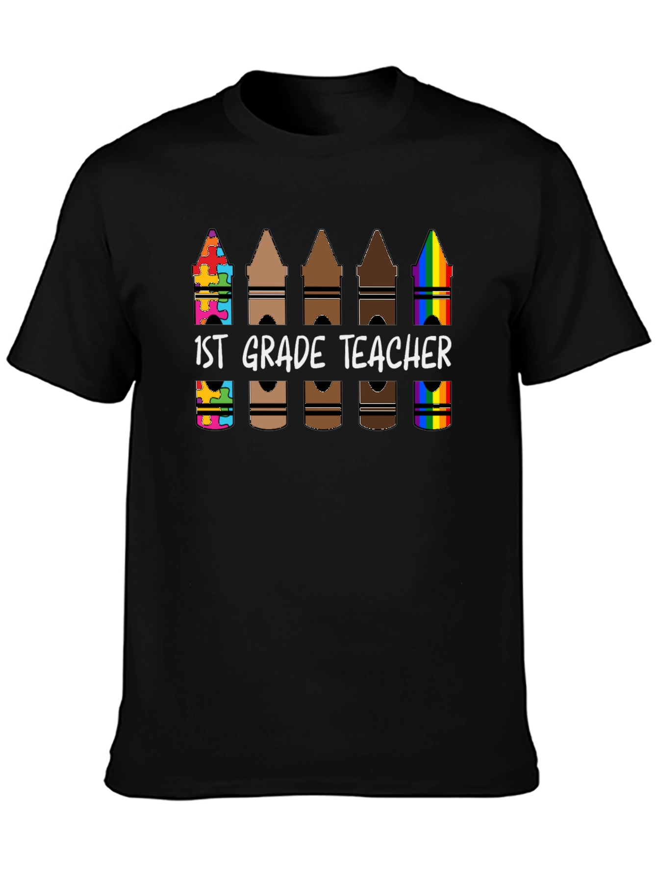 1st Grade Teacher Crayon T-Shirt