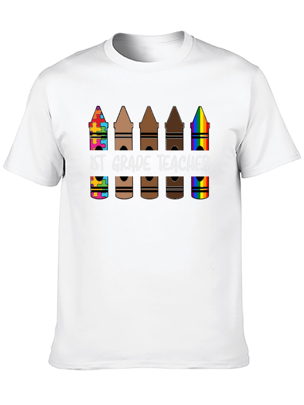 1st Grade Teacher Crayon T-Shirt