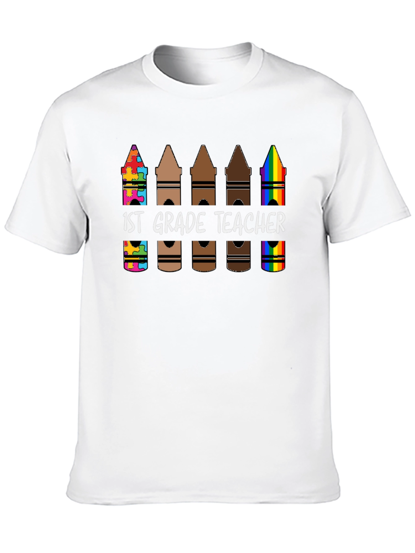 1st Grade Teacher Crayon T-Shirt