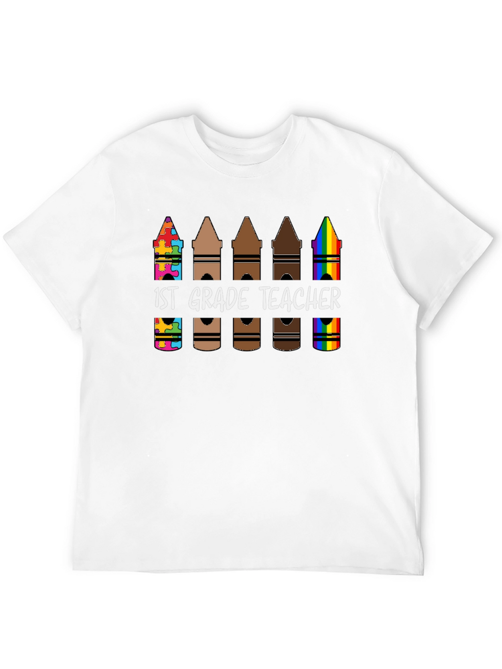1st Grade Teacher Crayon T-Shirt