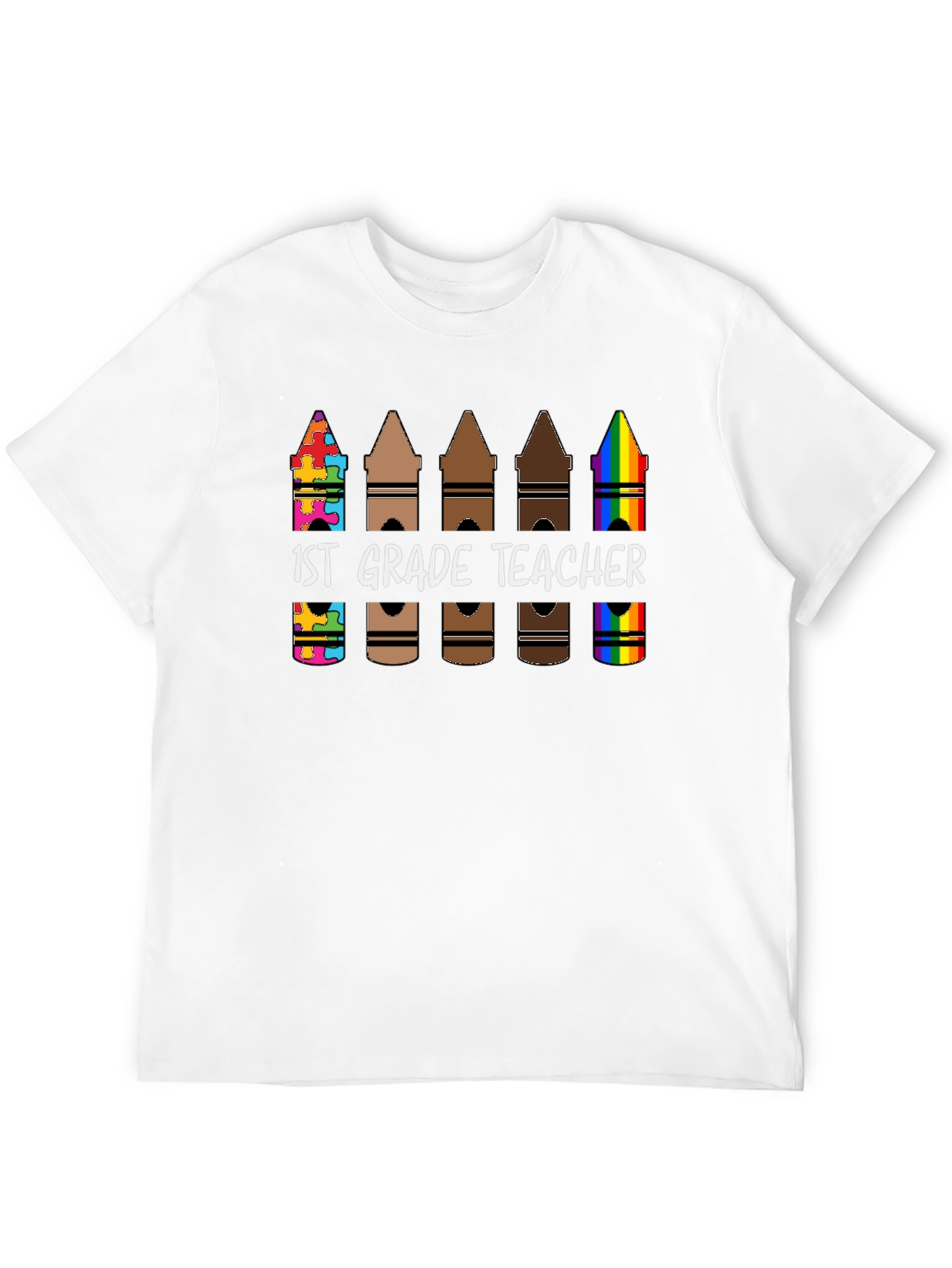 1st Grade Teacher Crayon T-Shirt