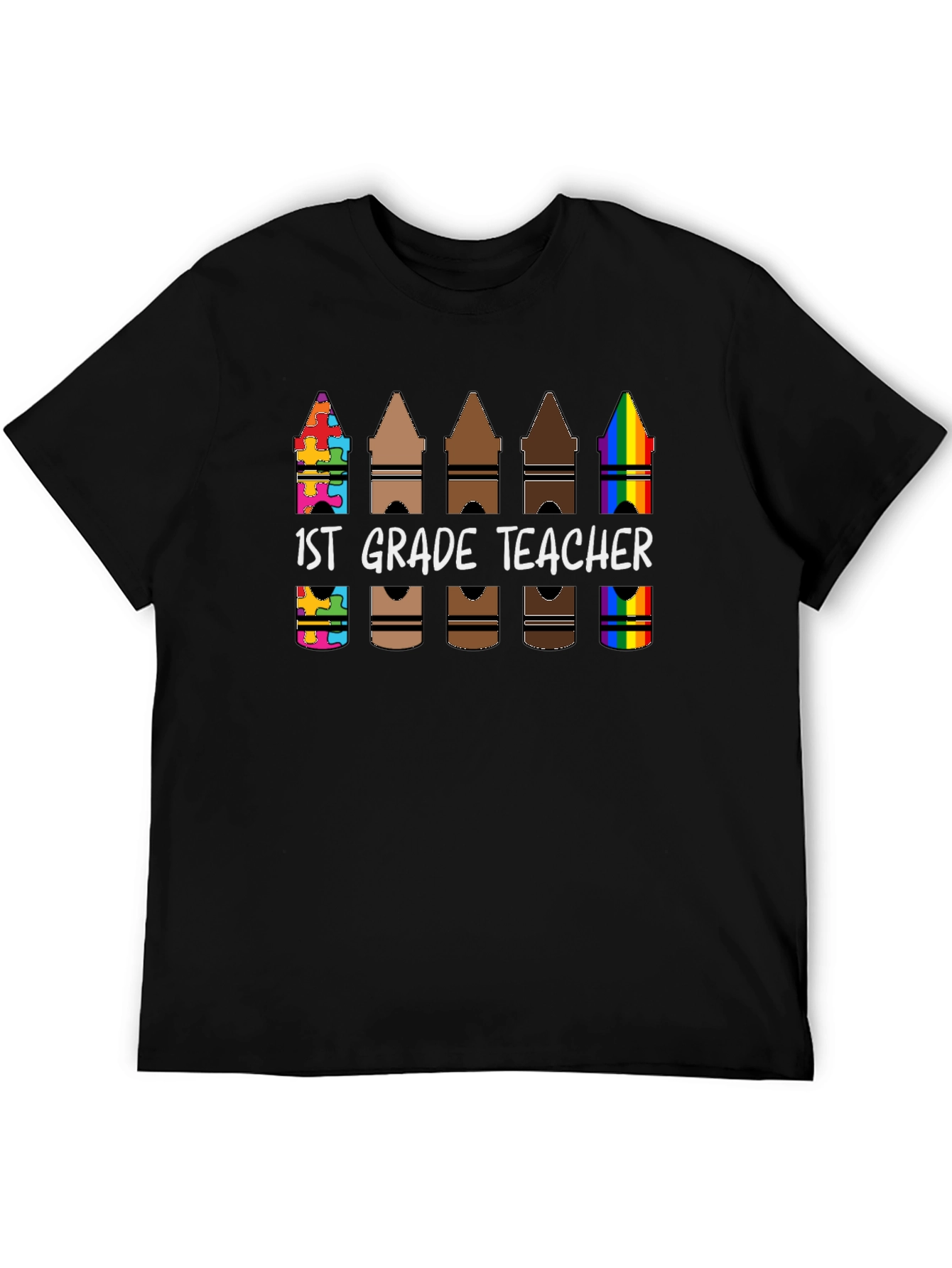 1st Grade Teacher Crayon T-Shirt