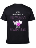 Funny Bowling Old Woman T-Shirt