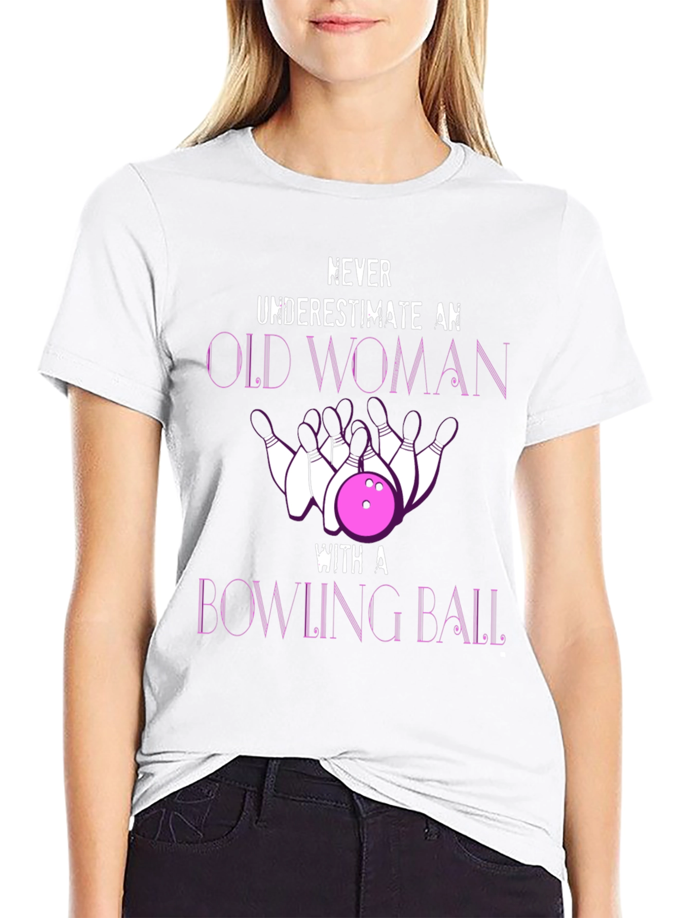 Funny Bowling Old Woman T-Shirt