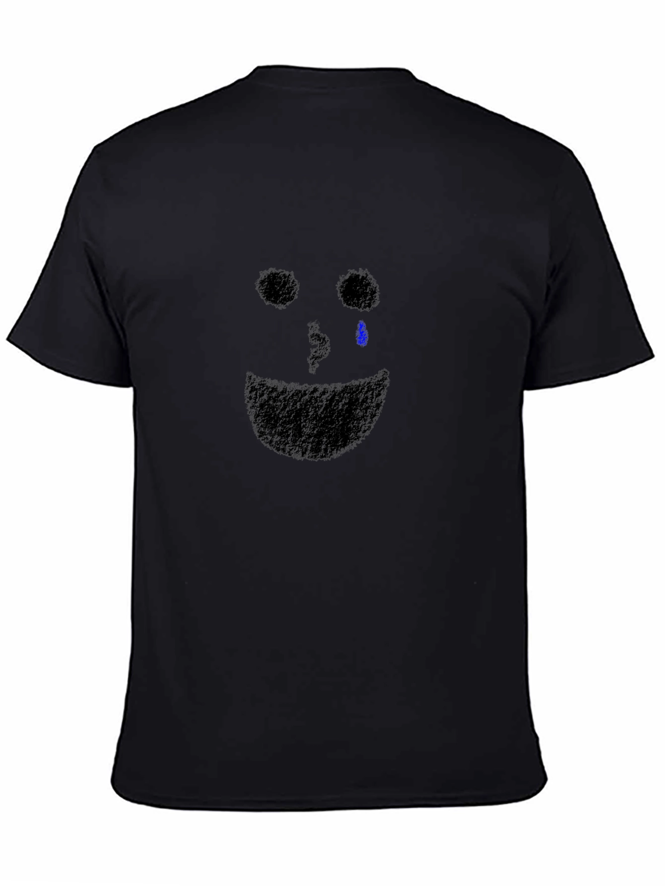 Sad Face Graphic Tee - Black Cotton T-Shirt