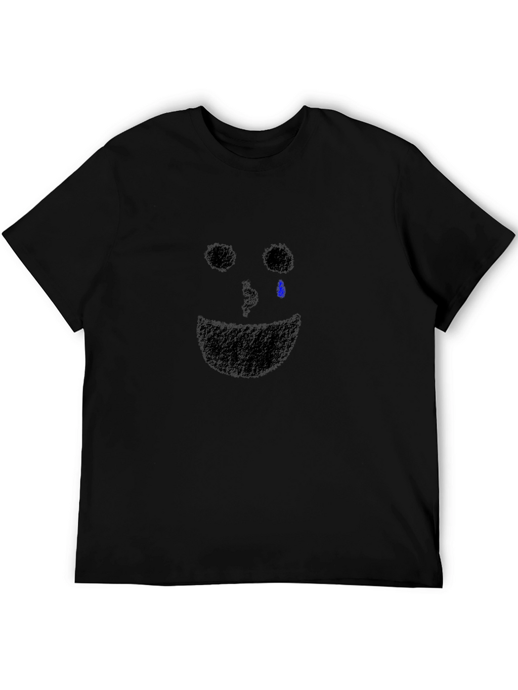 Sad Face Graphic Tee - Black Cotton T-Shirt