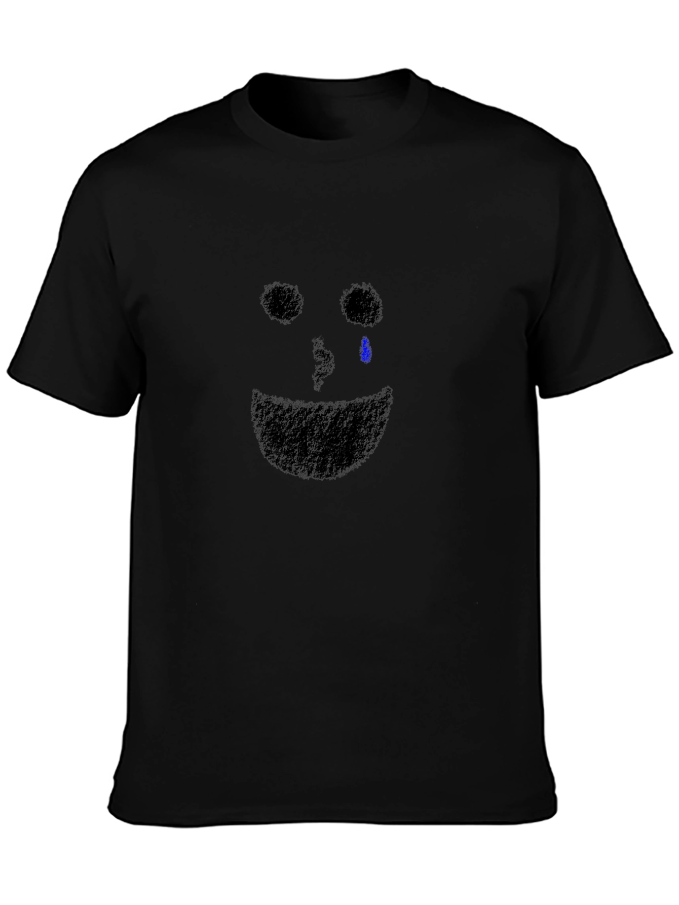Sad Face Graphic Tee - Black Cotton T-Shirt