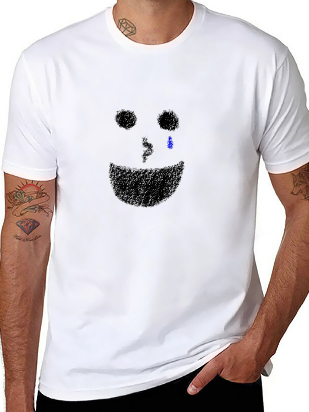 Sad Face Graphic Tee - Black Cotton T-Shirt