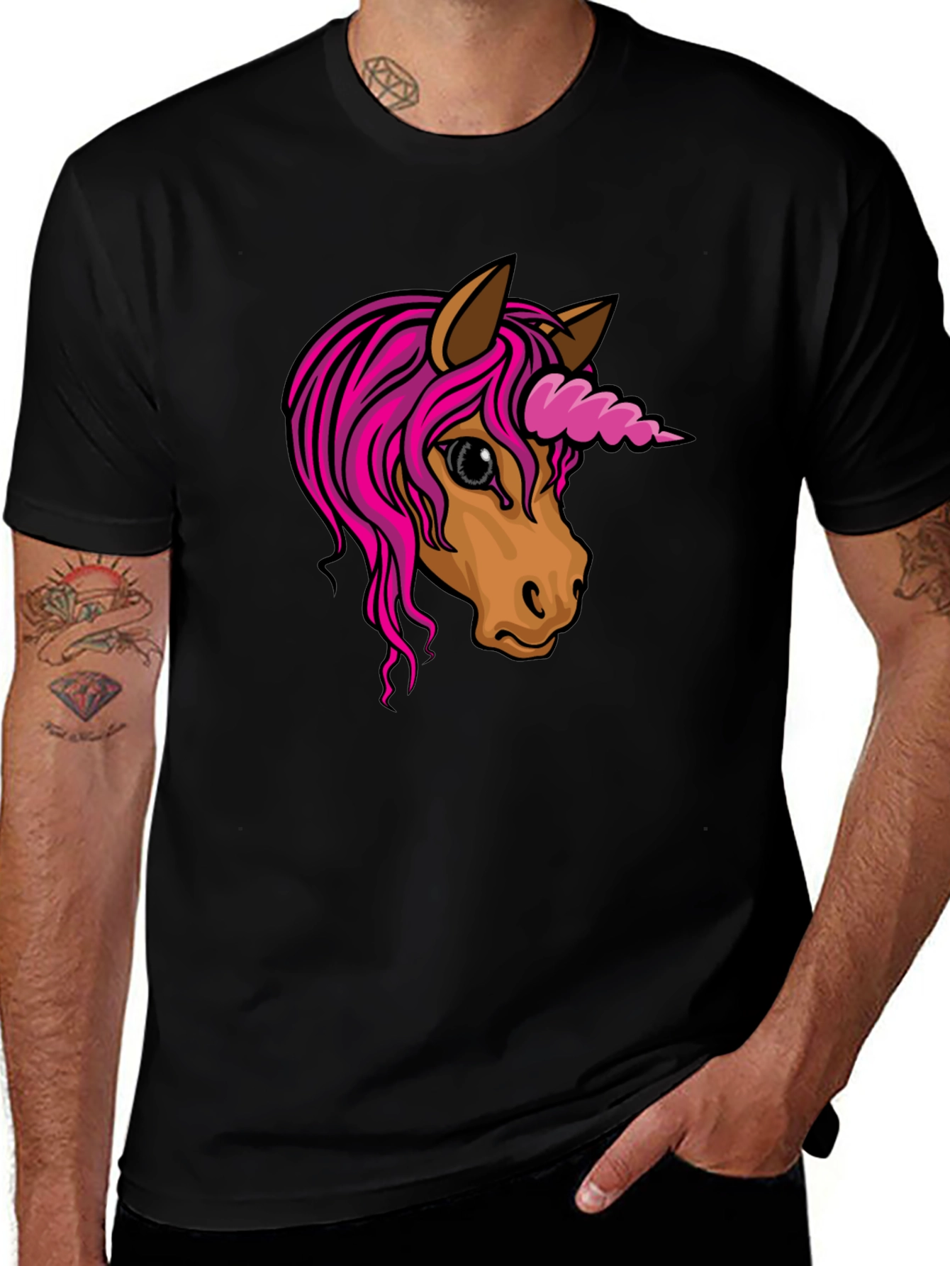 Unicorn Graphic Tee - Black Cotton Blend