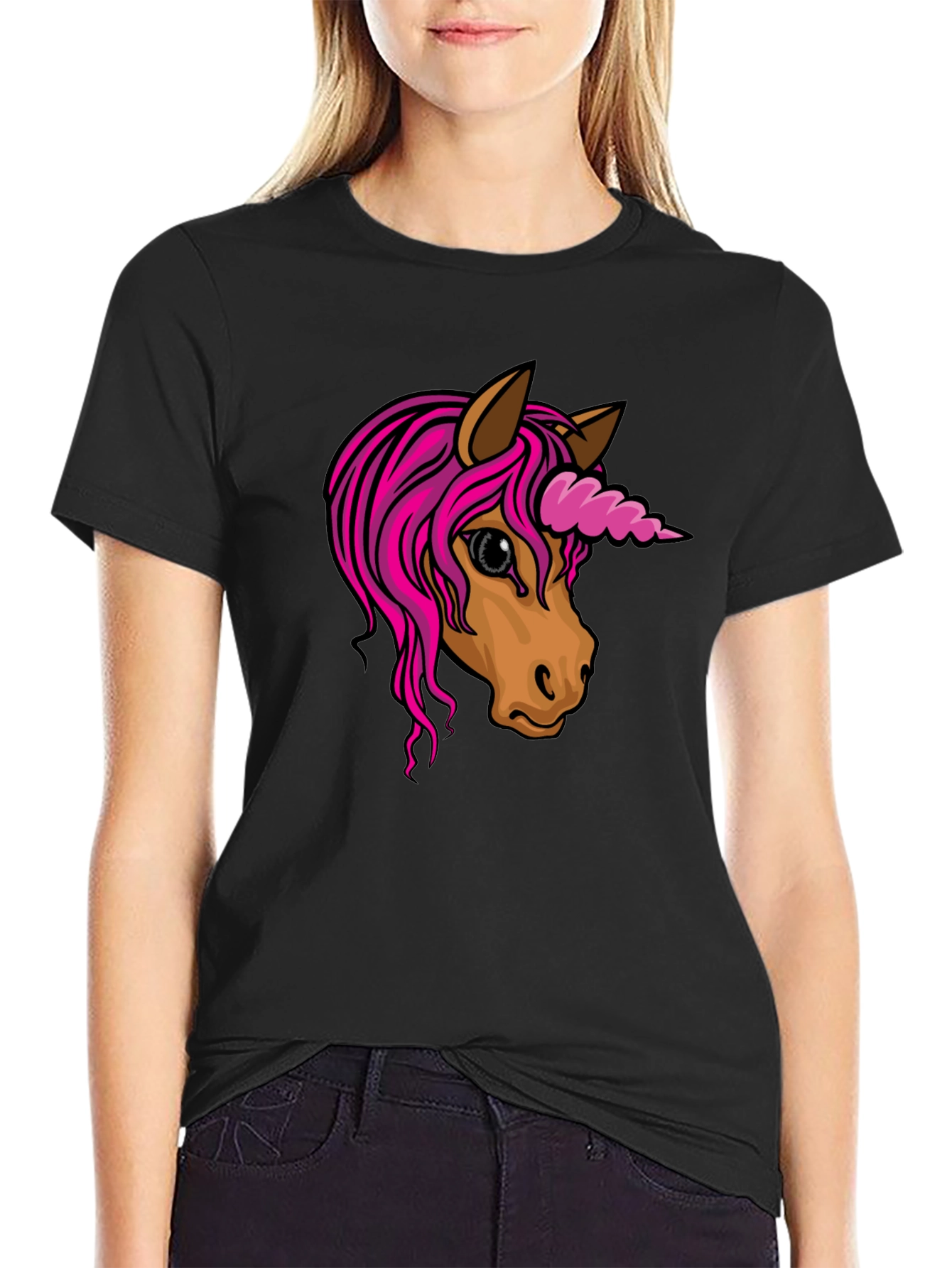 Unicorn Graphic Tee - Black Cotton Blend