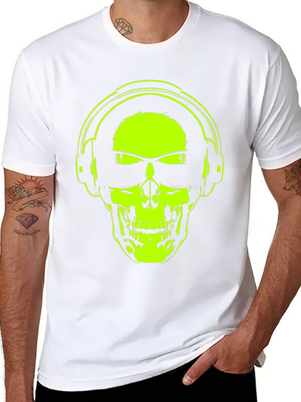 Skull Headphones T-Shirt - Vibrant Graphic Tee