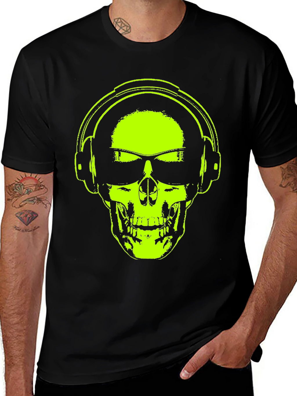 Skull Headphones T-Shirt - Vibrant Graphic Tee