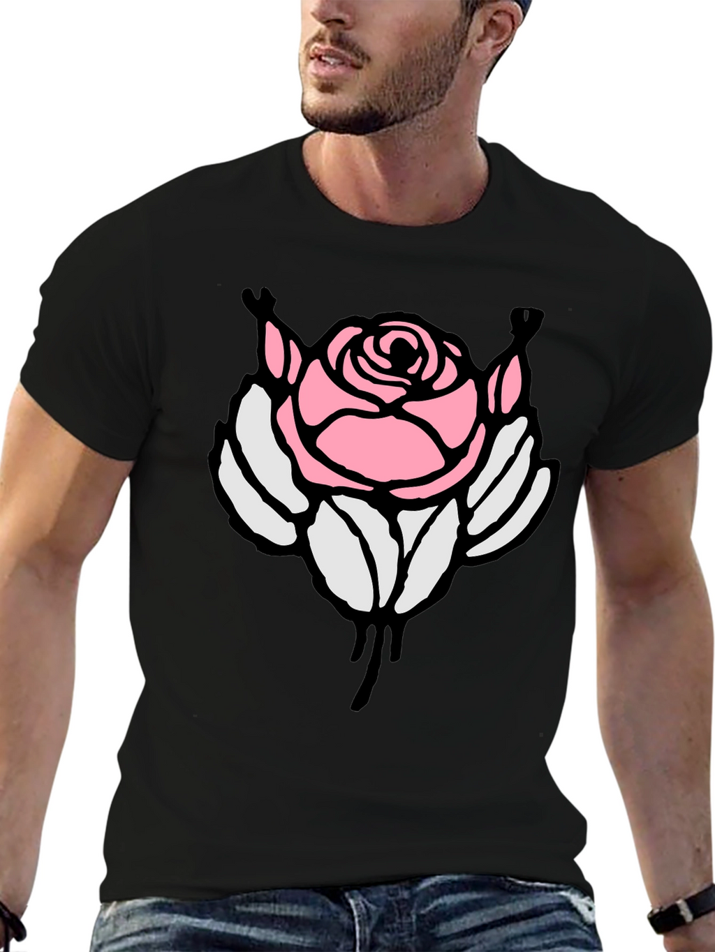 Rose Graphic Black T-Shirt