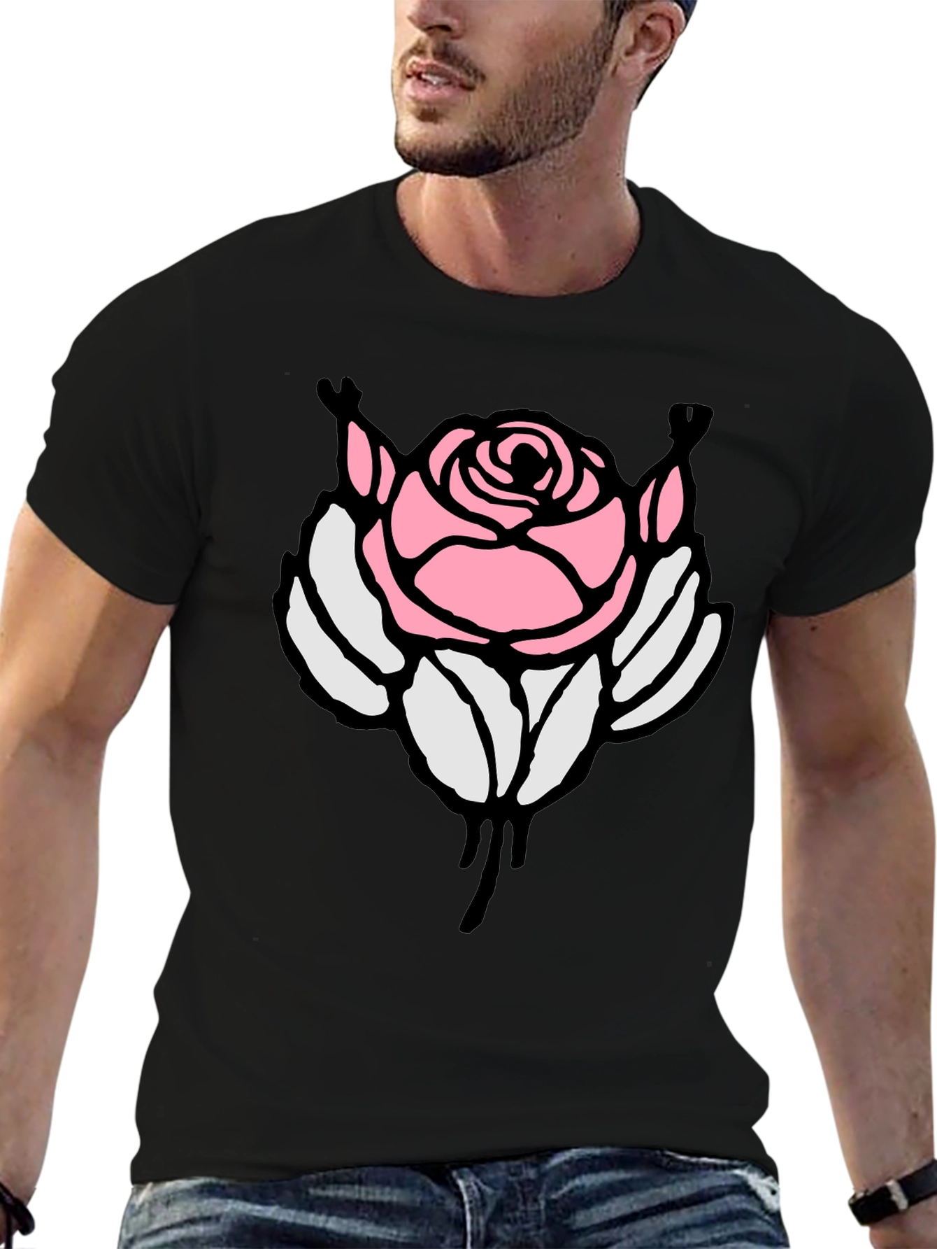 Rose Graphic Black T-Shirt