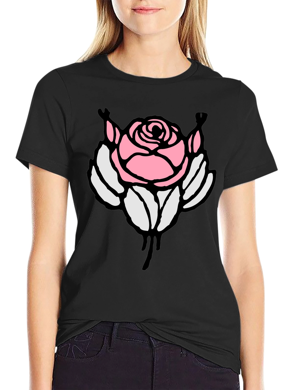 Rose Graphic Black T-Shirt