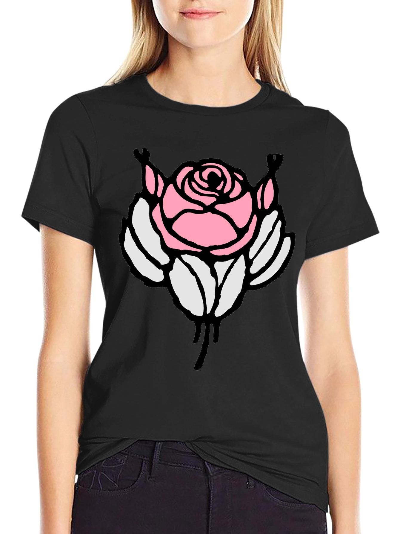 Rose Graphic Black T-Shirt