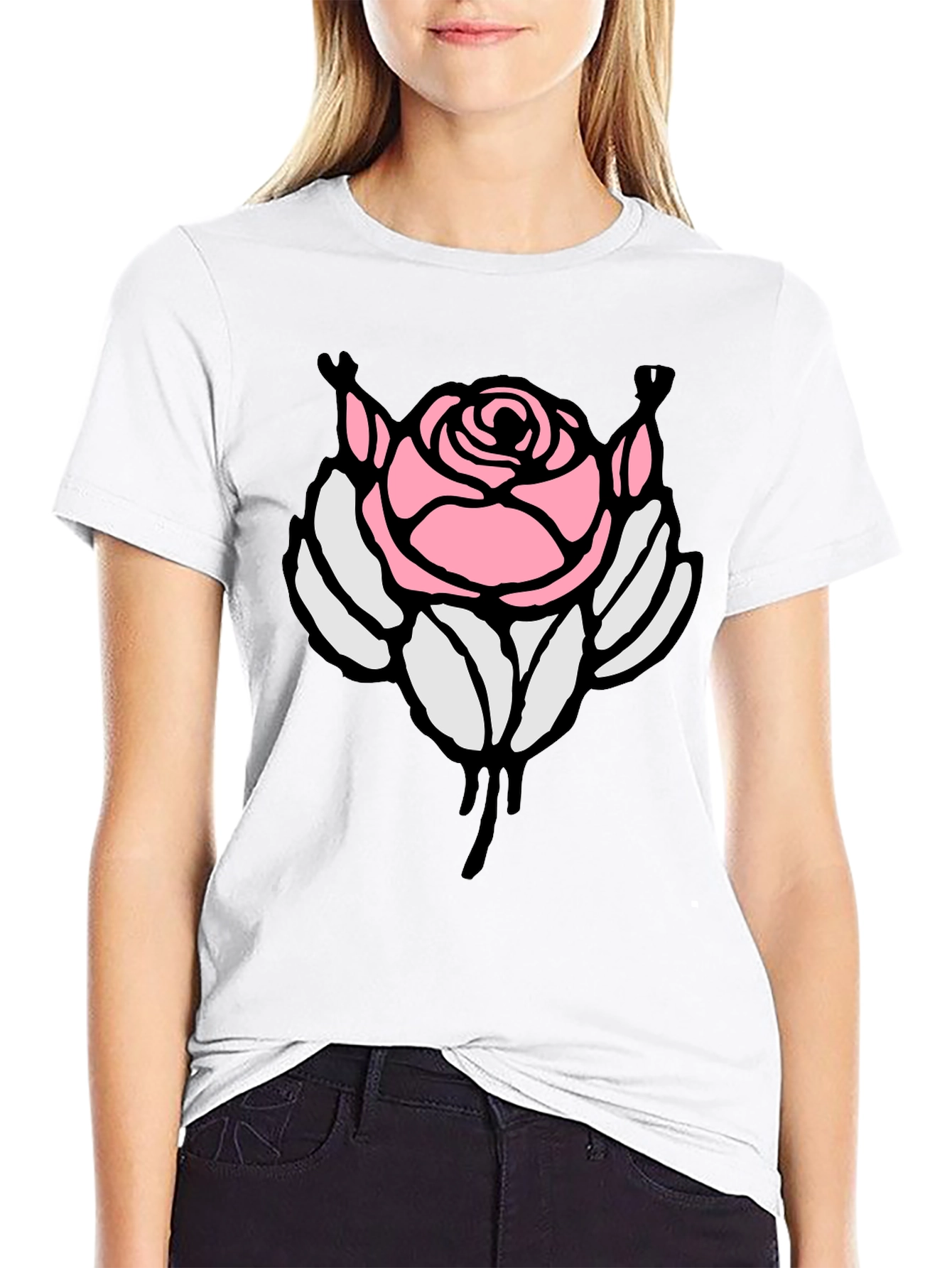 Rose Graphic Black T-Shirt