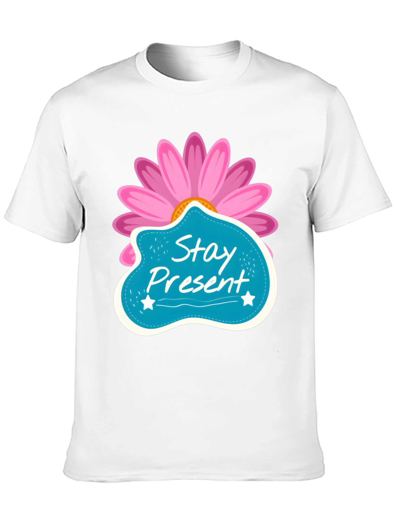 Stay Present T-Shirt - Floral Design