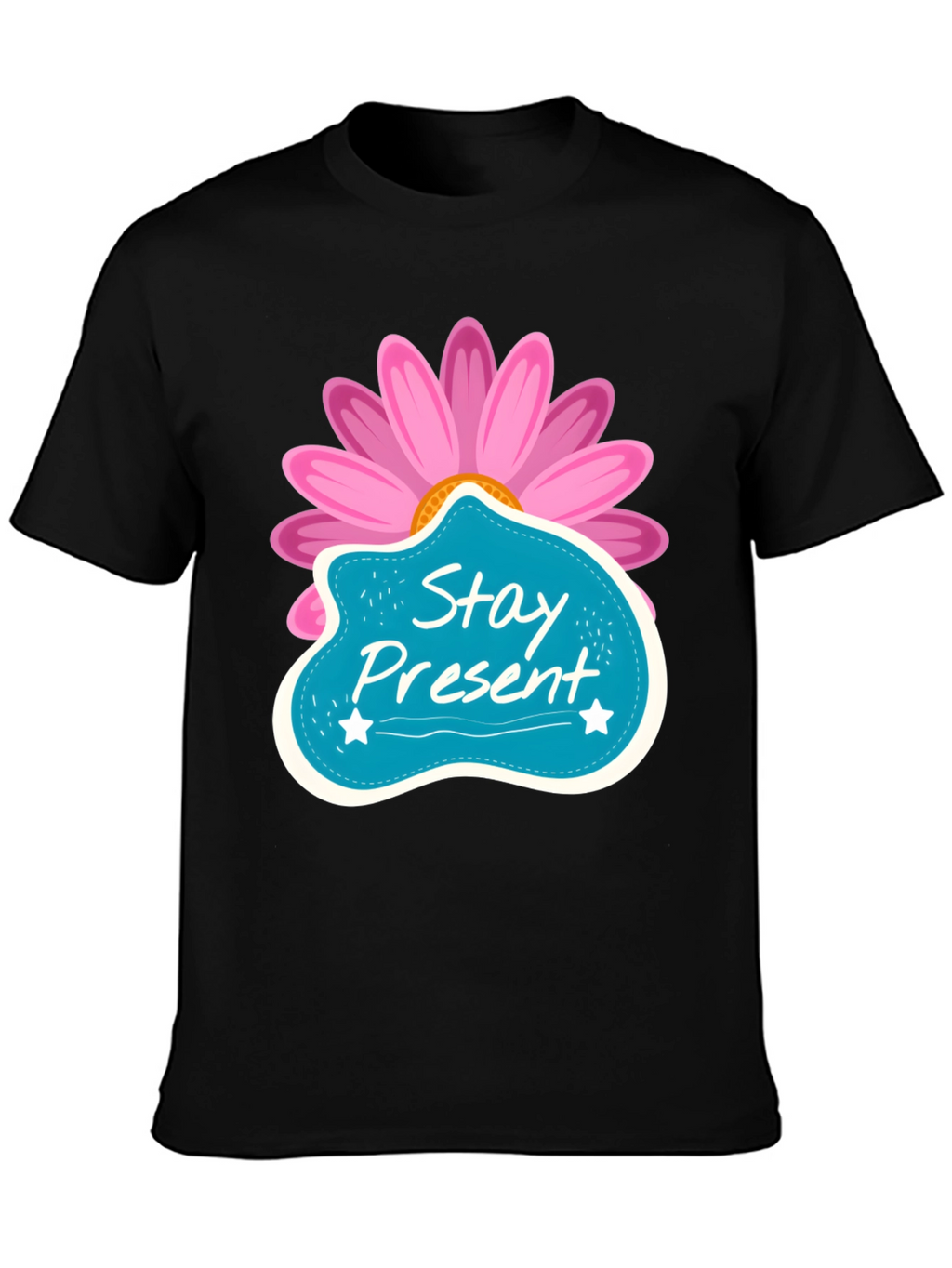 Stay Present T-Shirt - Floral Design