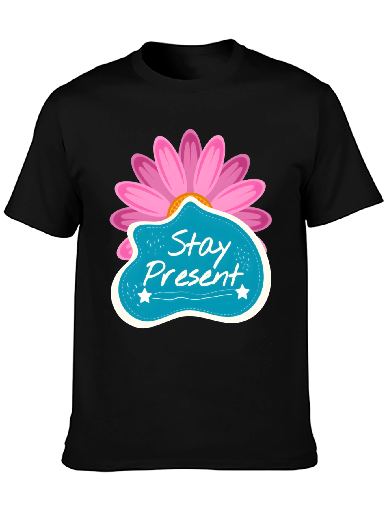 Stay Present T-Shirt - Floral Design