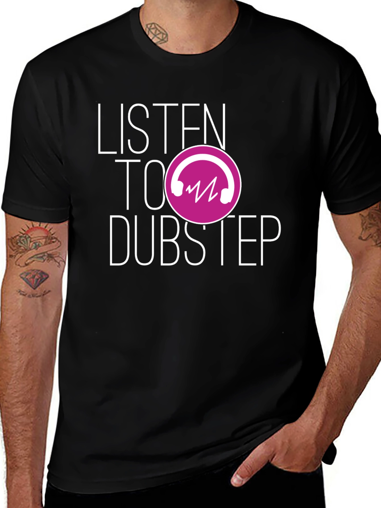Listen to Dubstep Graphic Tee - Black Cotton T-Shirt