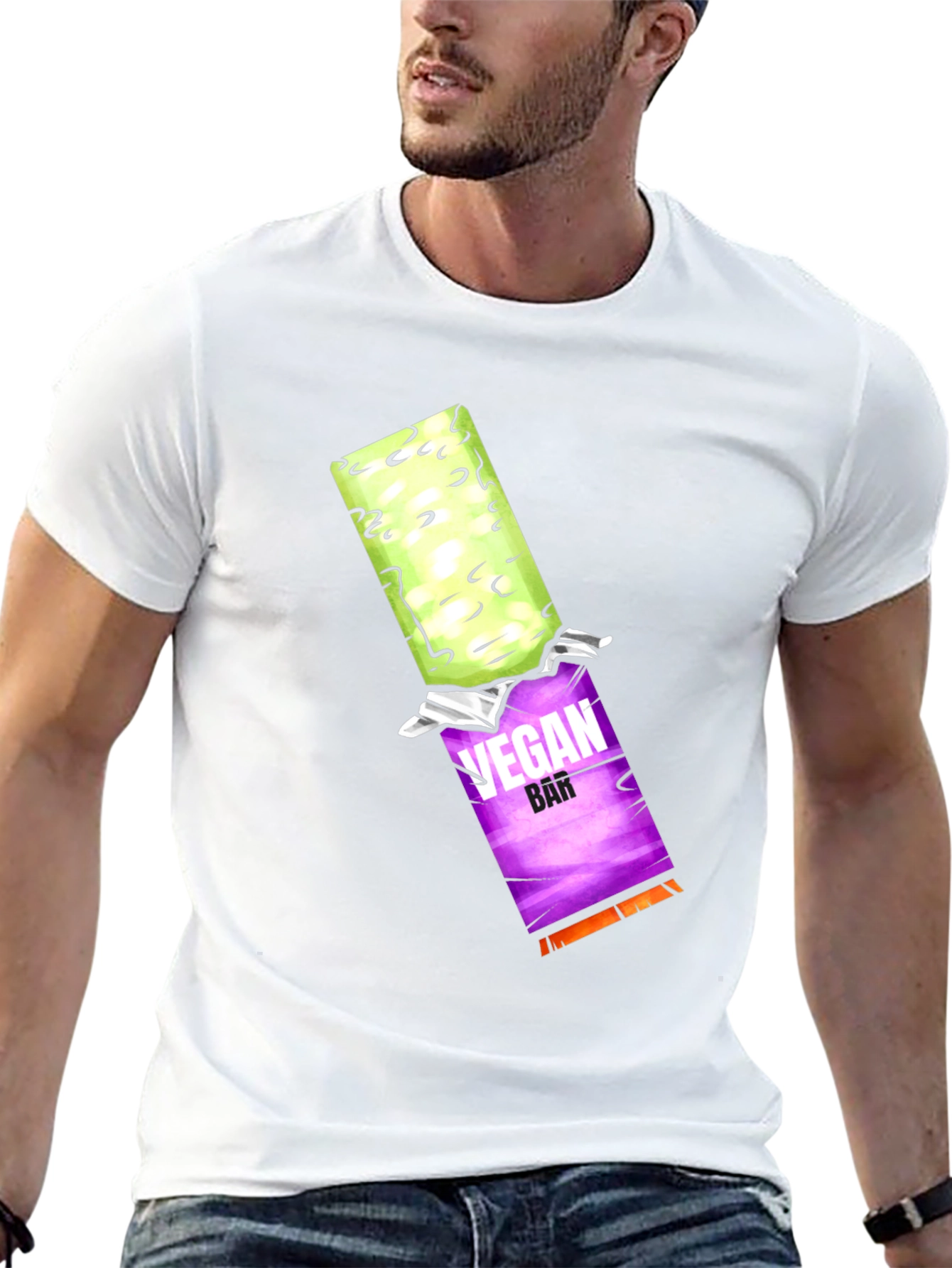 Vegan Bar Graphic Tee - Black Casual T-Shirt