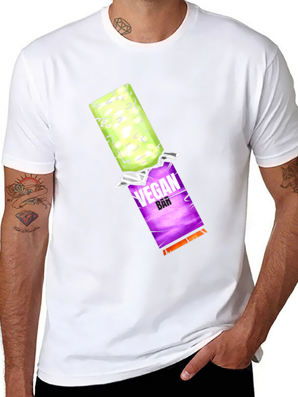 Vegan Bar Graphic Tee - Black Casual T-Shirt