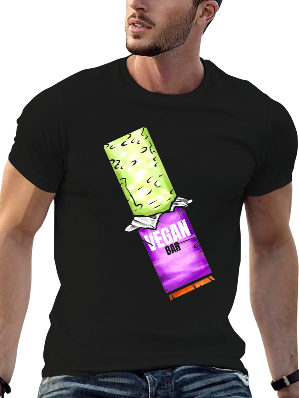 Vegan Bar Graphic Tee - Black Casual T-Shirt