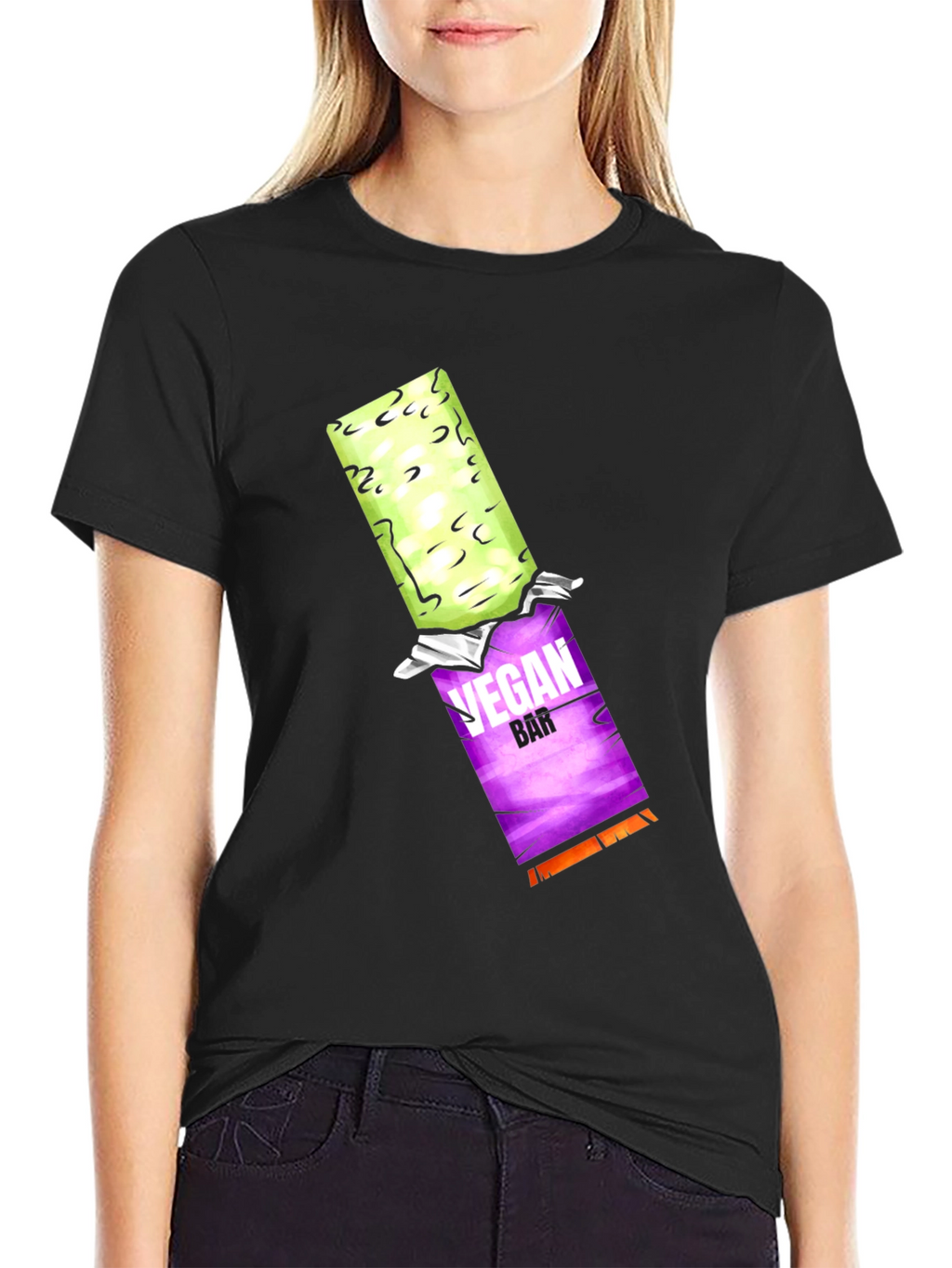 Vegan Bar Graphic Tee - Black Casual T-Shirt