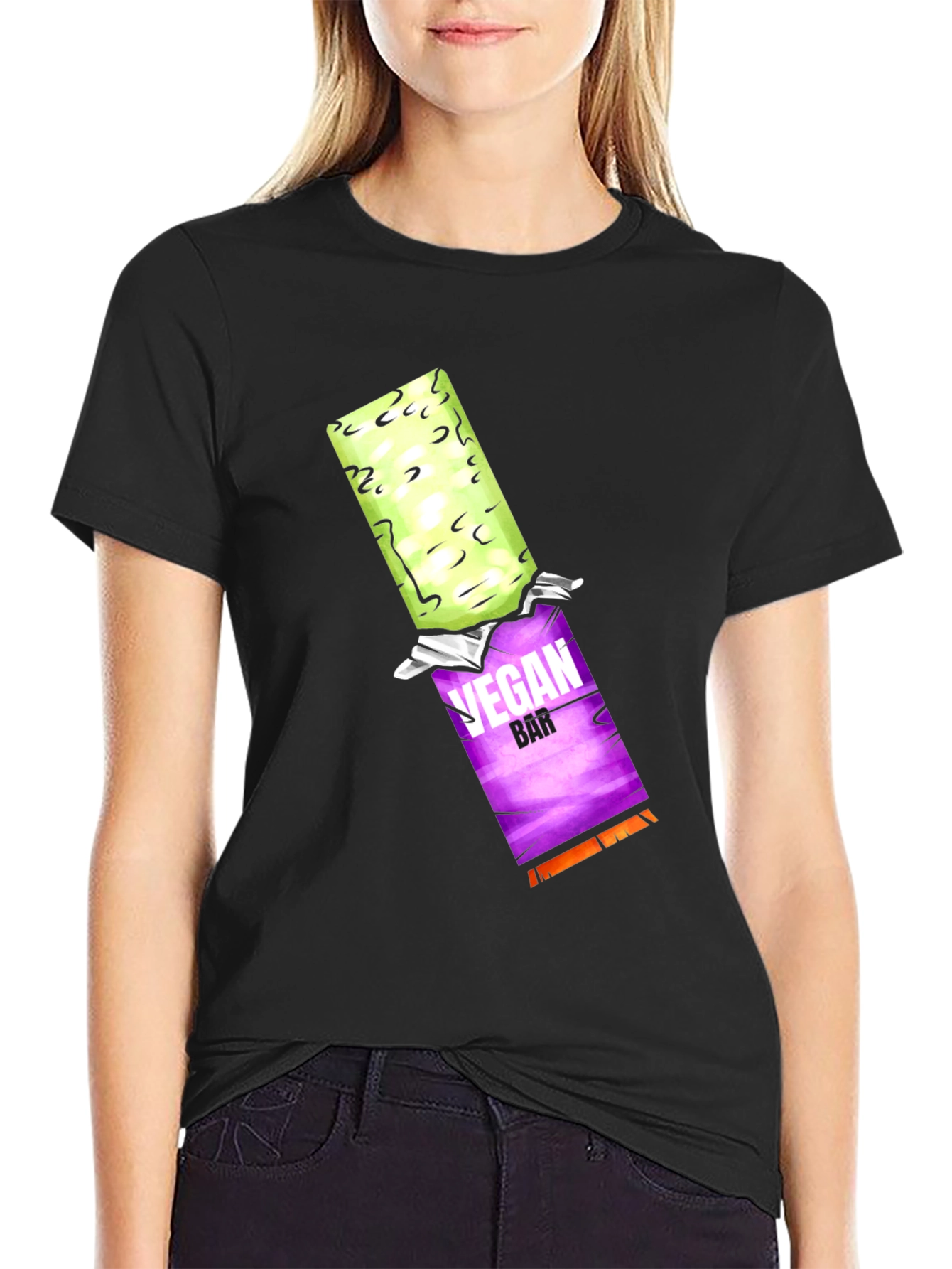 Vegan Bar Graphic Tee - Black Casual T-Shirt