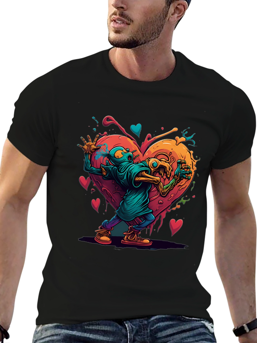 Funky Monster Heart Graphic T-Shirt