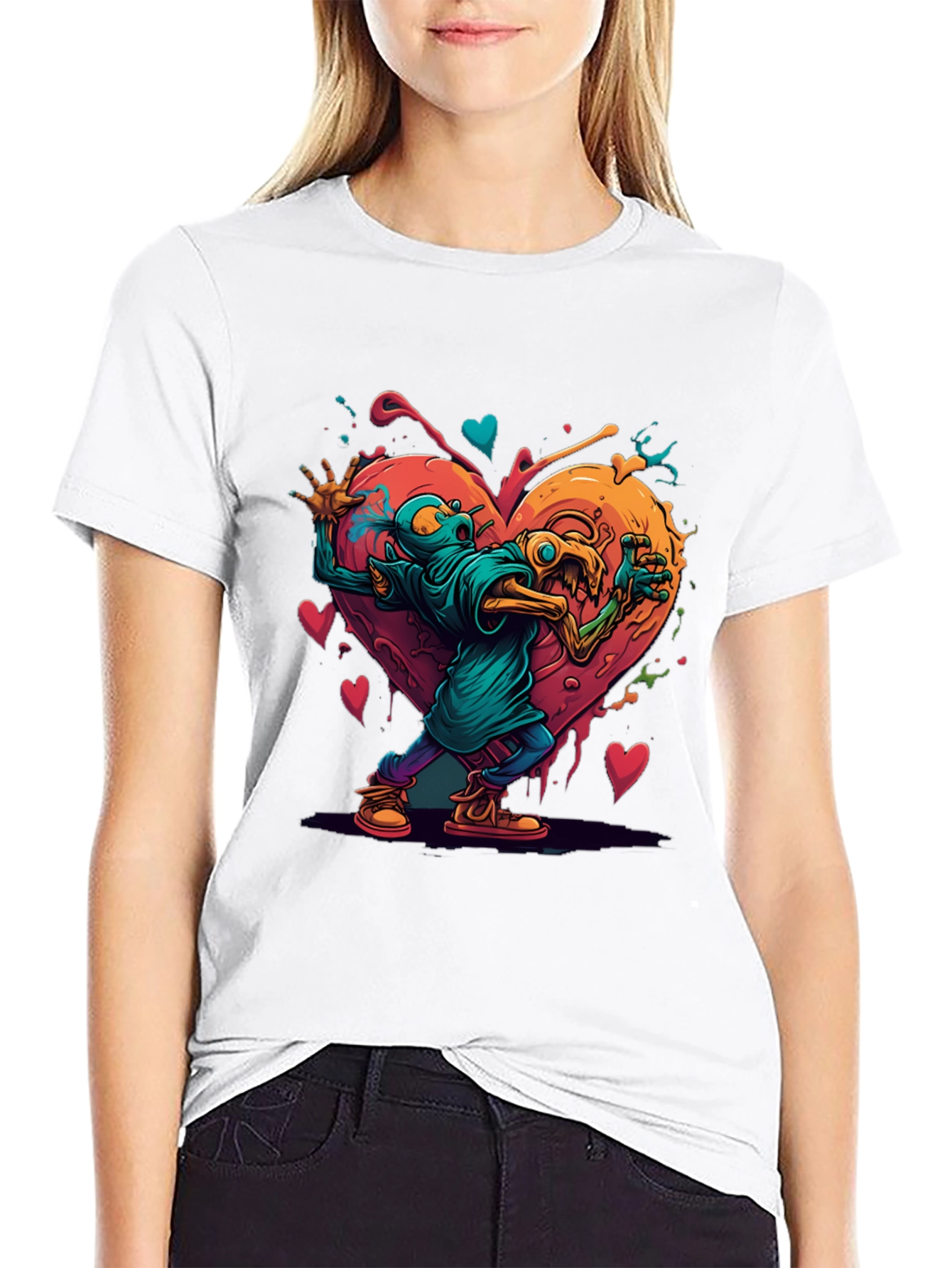 Funky Monster Heart Graphic T-Shirt