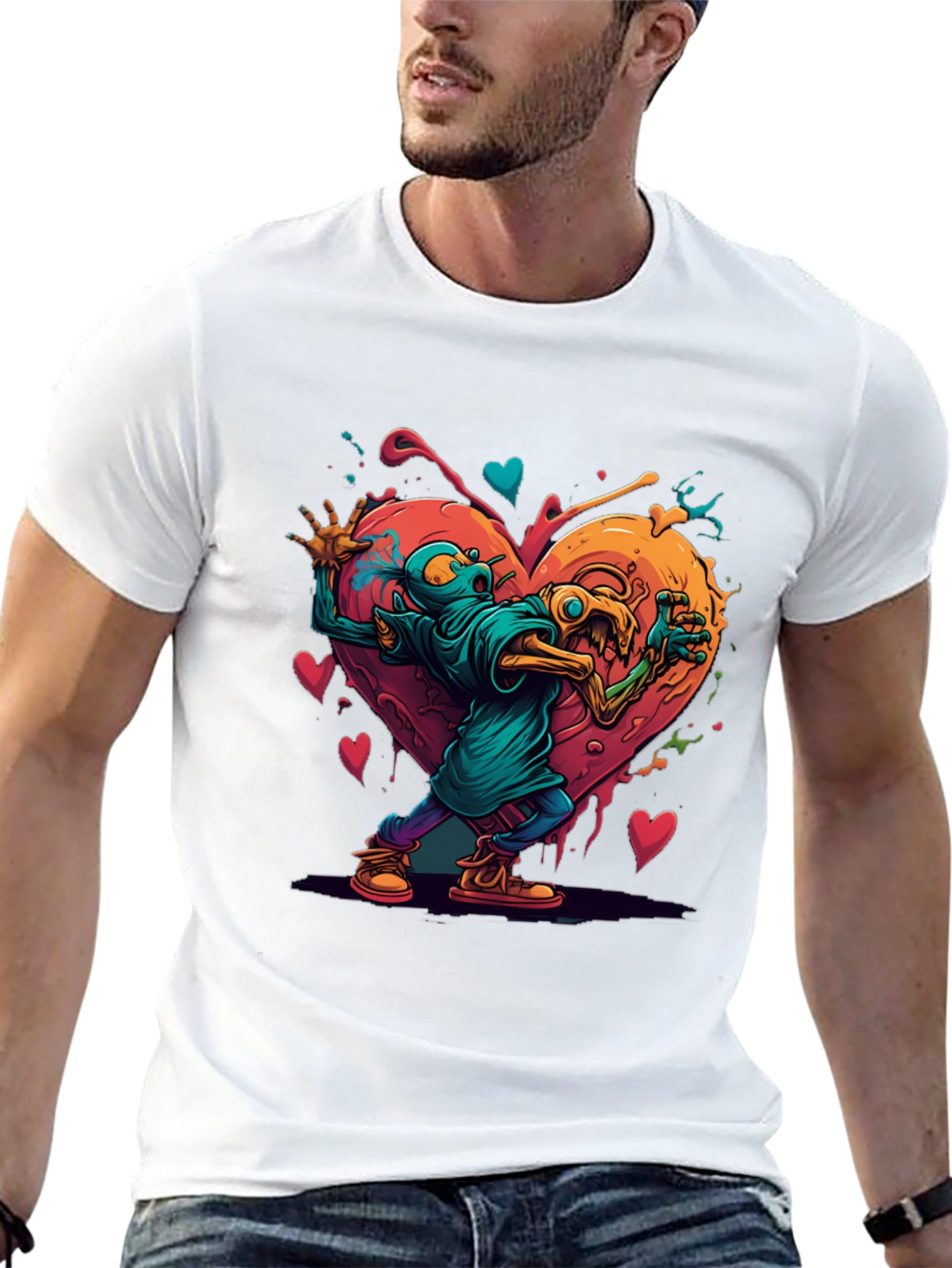 Funky Monster Heart Graphic T-Shirt