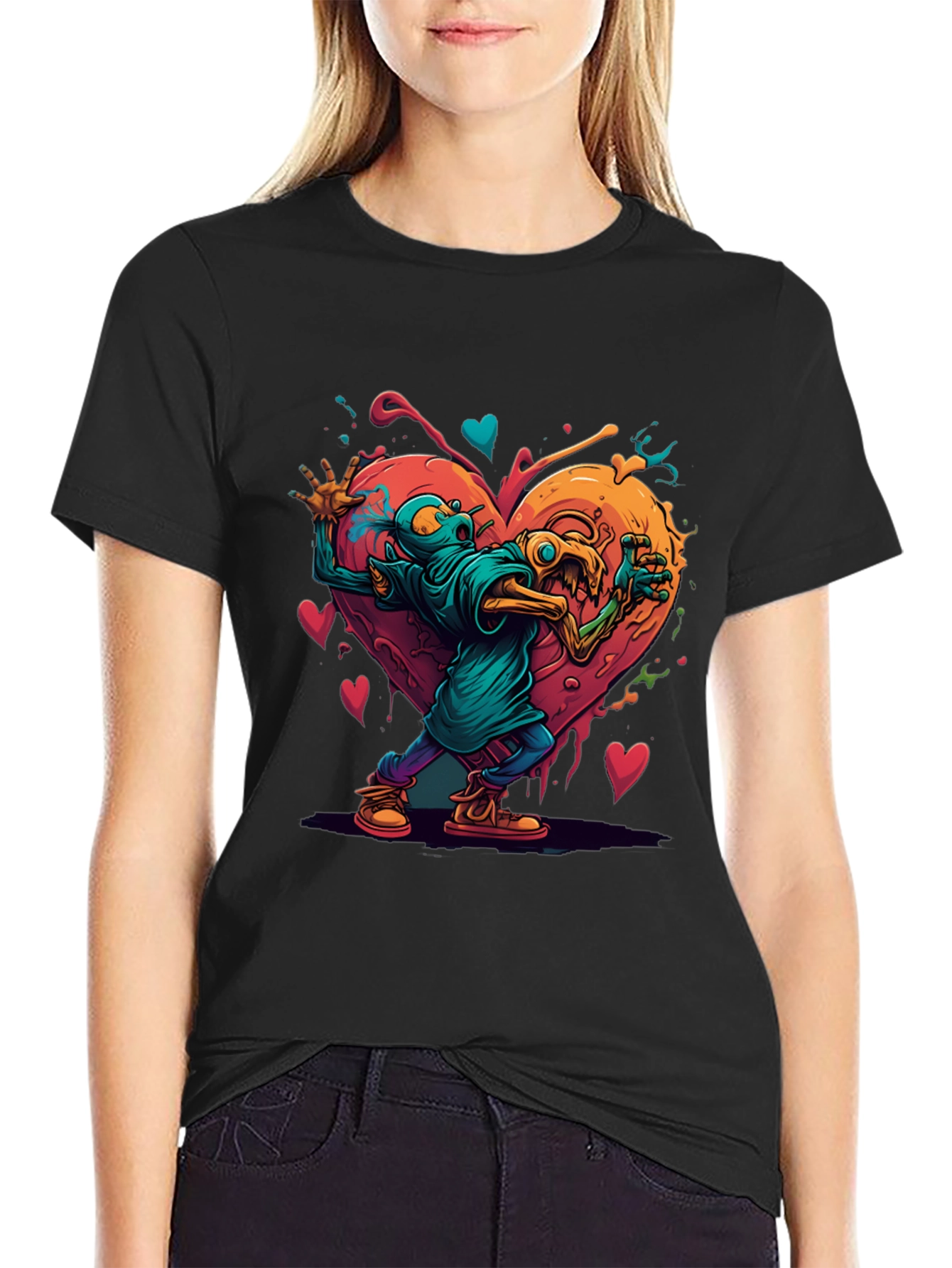 Funky Monster Heart Graphic T-Shirt