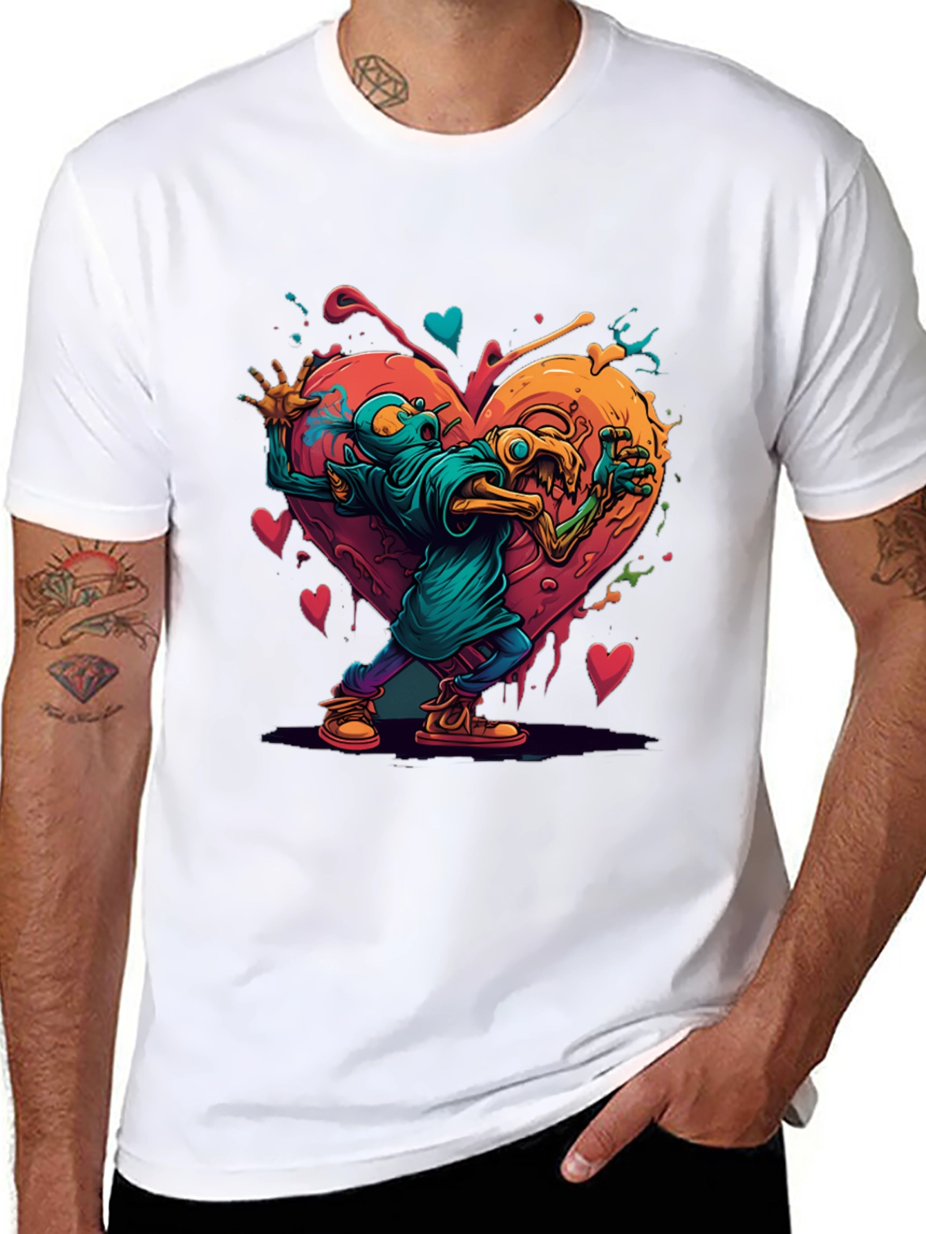 Funky Monster Heart Graphic T-Shirt