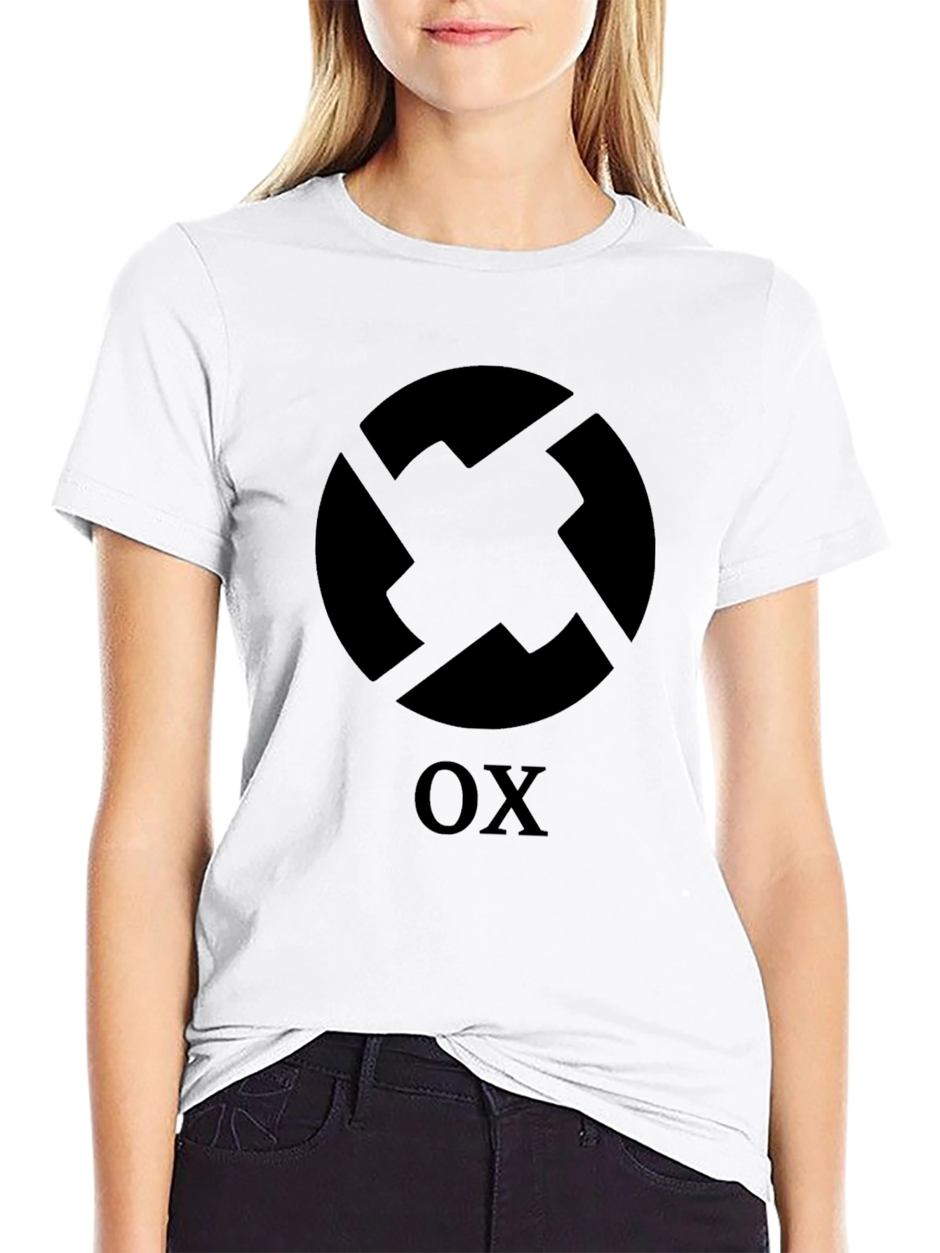 Geometric OX Graphic Black T-Shirt
