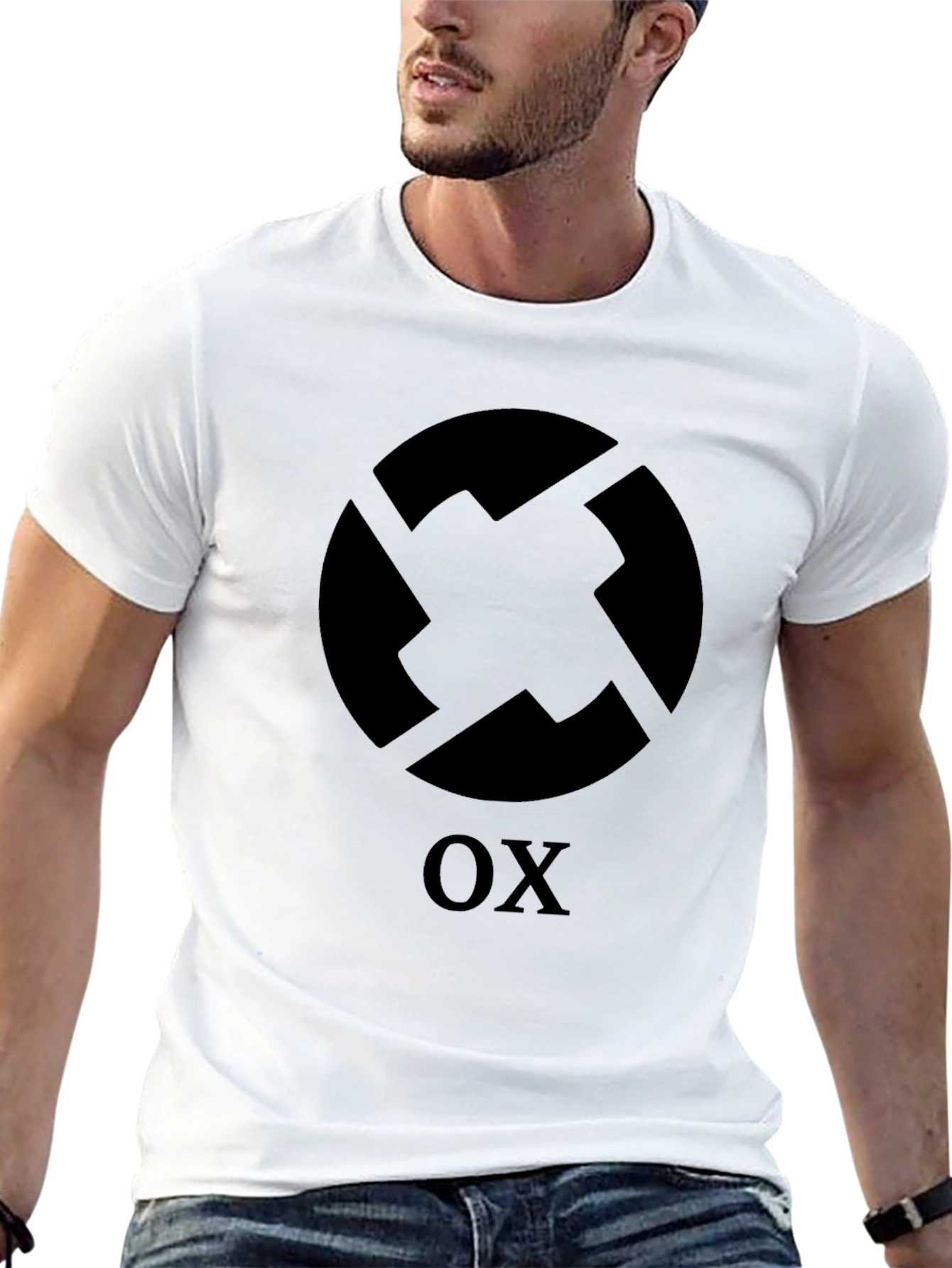 Geometric OX Graphic Black T-Shirt
