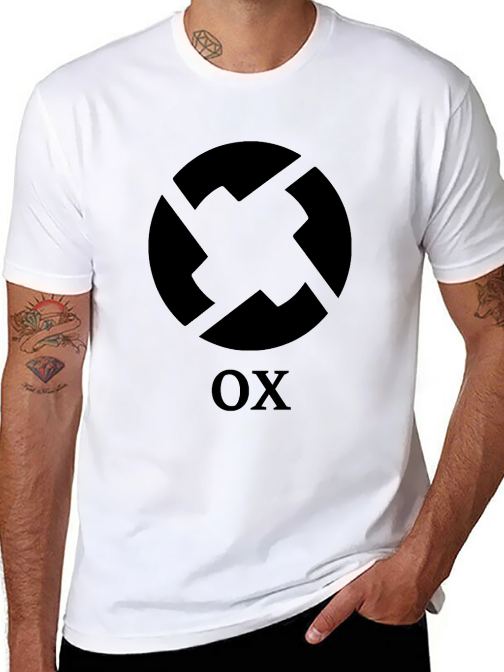 Geometric OX Graphic Black T-Shirt