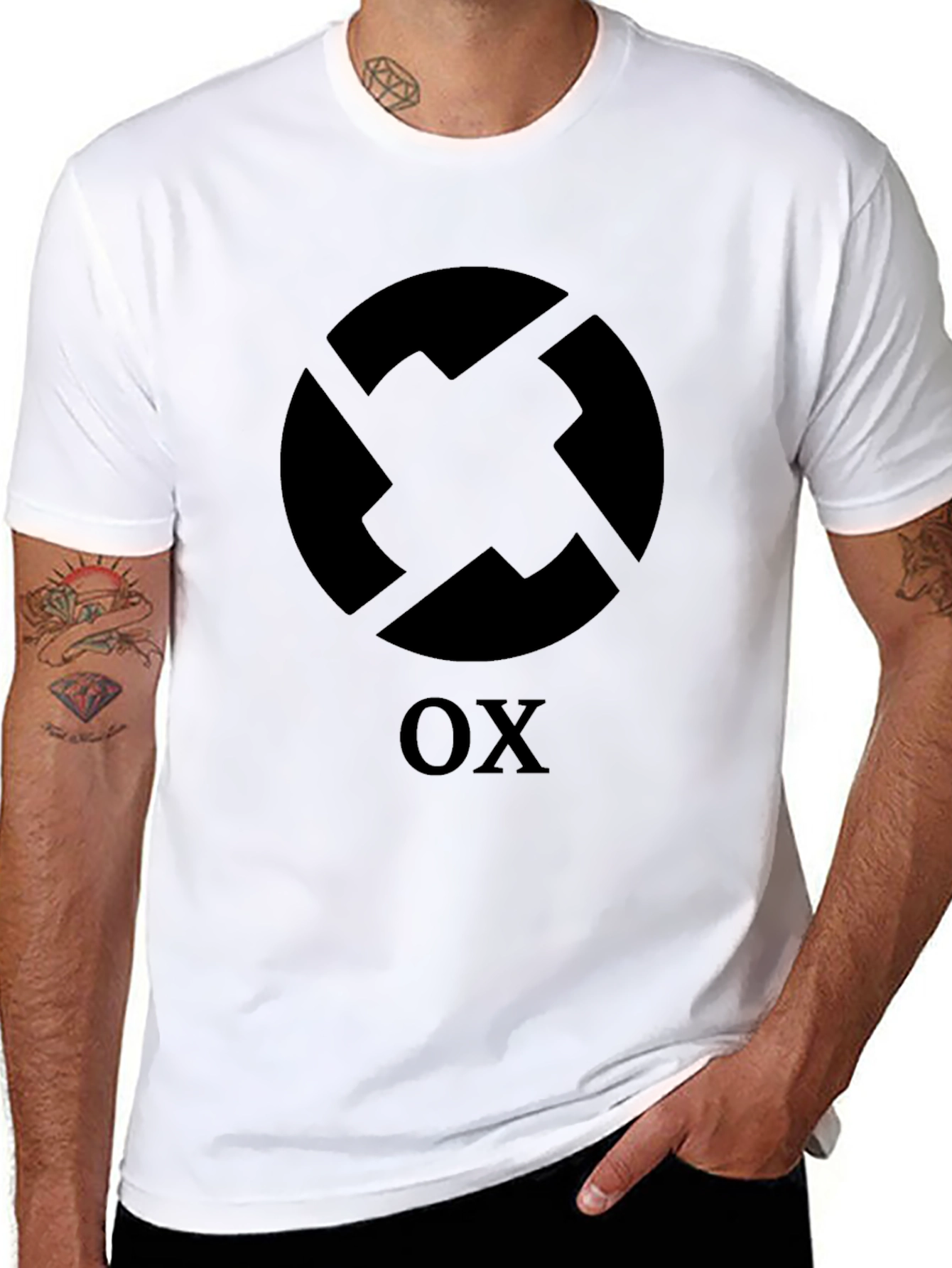 Geometric OX Graphic Black T-Shirt
