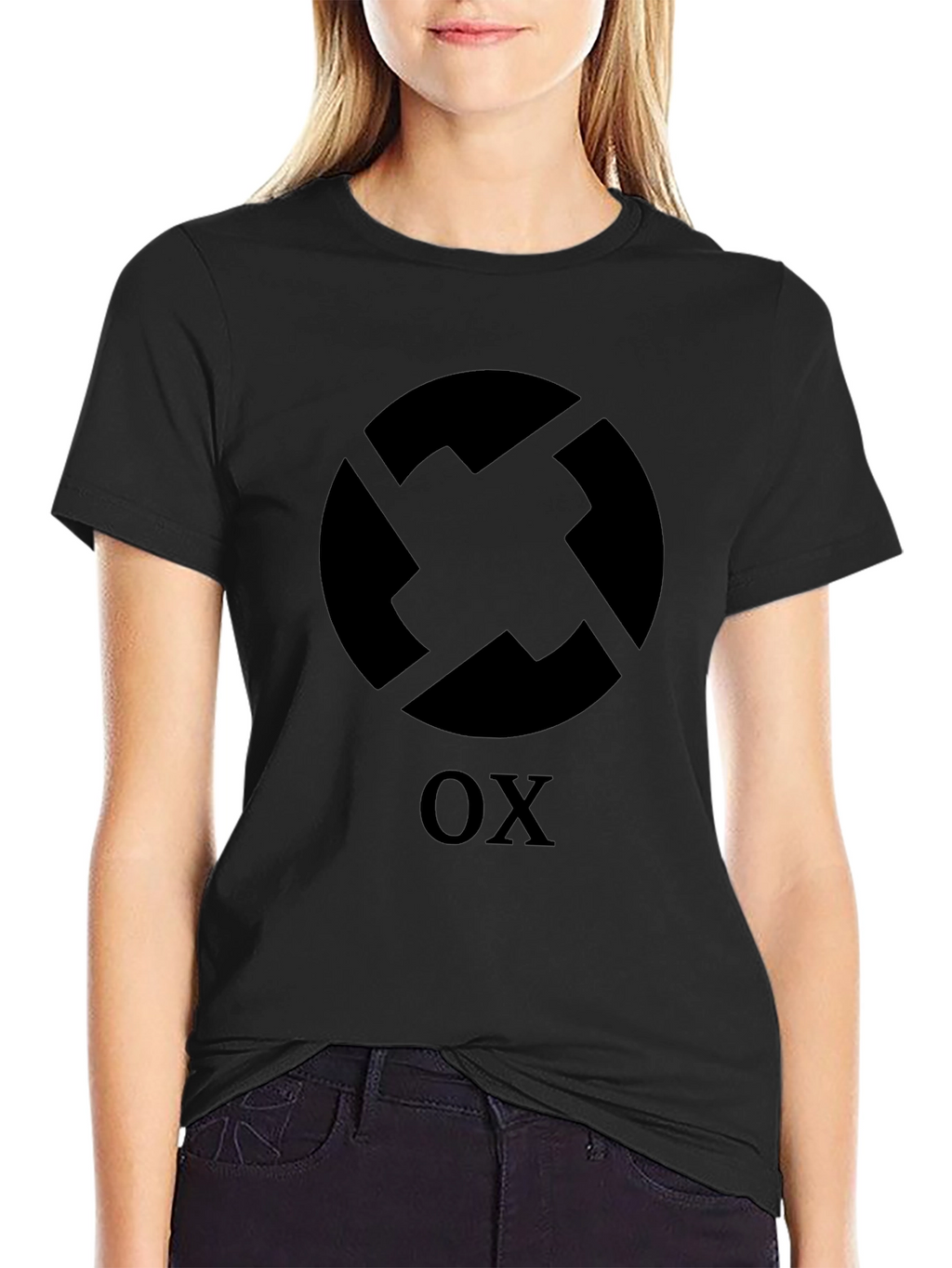 Geometric OX Graphic Black T-Shirt