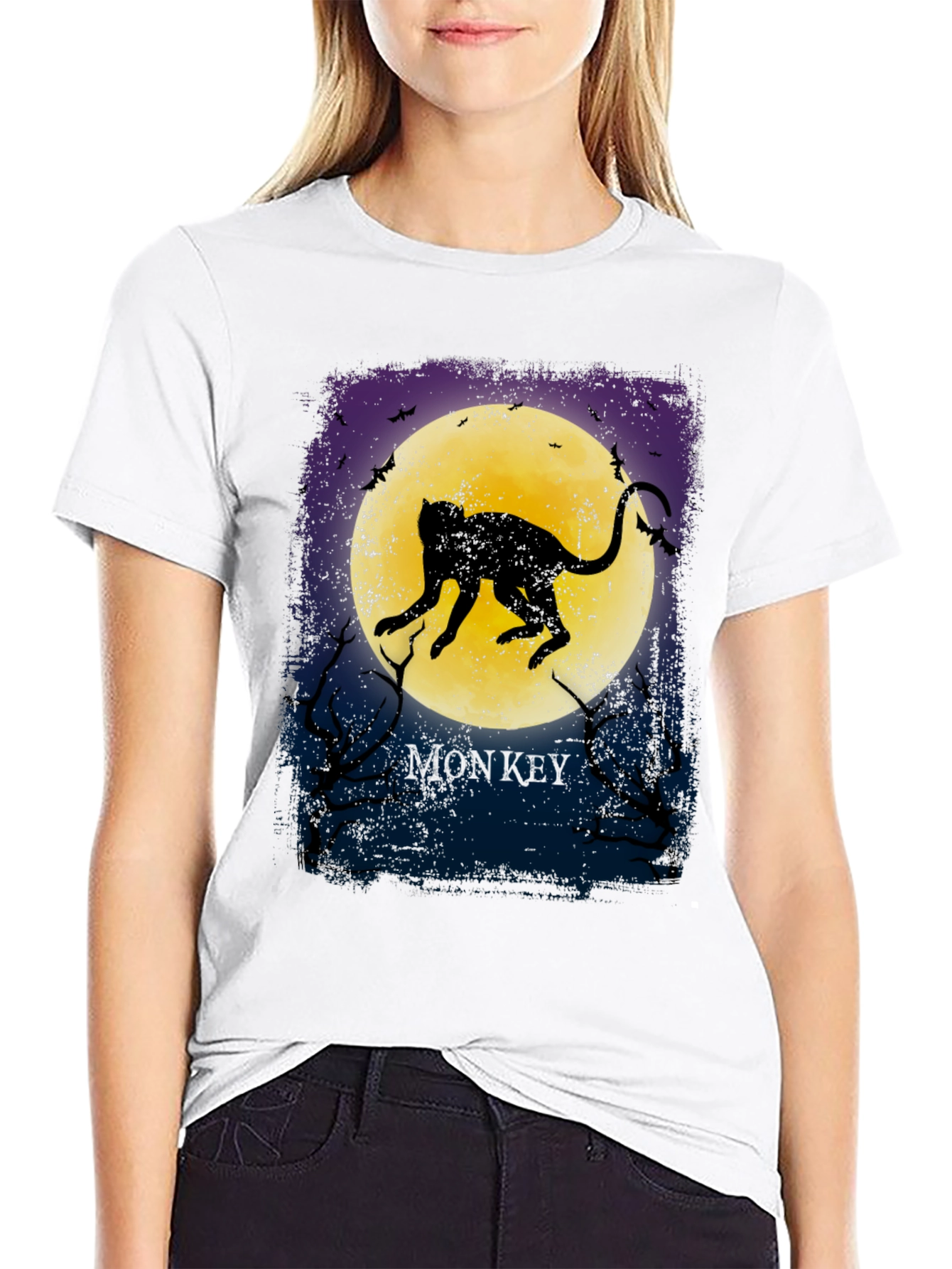 Monkey Silhouette T-Shirt - Moonlit Graphic Tee