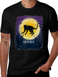 Monkey Silhouette T-Shirt - Moonlit Graphic Tee