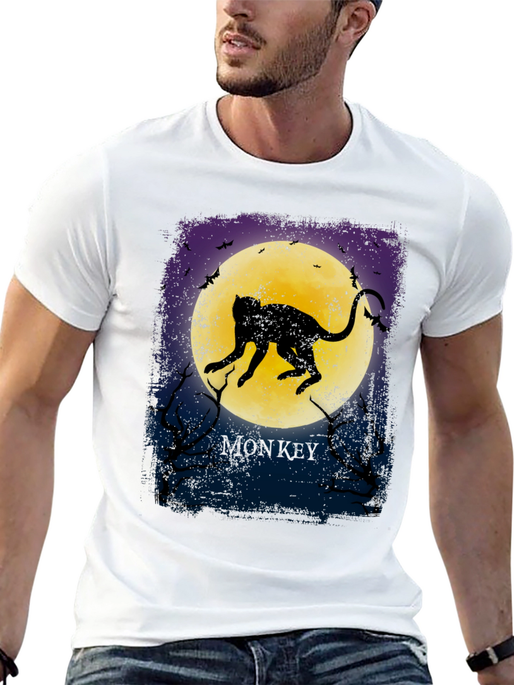 Monkey Silhouette T-Shirt - Moonlit Graphic Tee