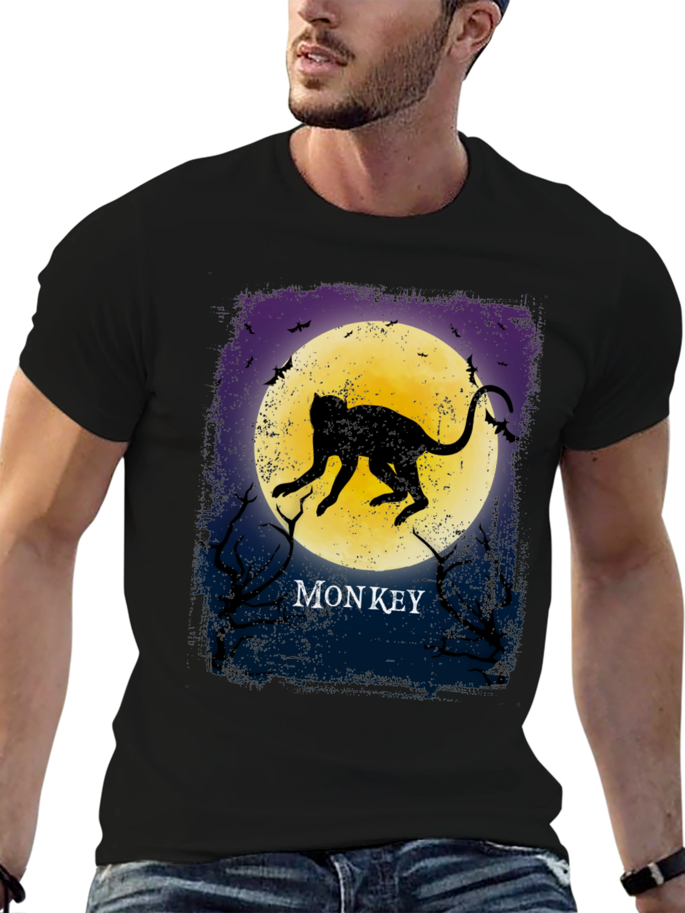 Monkey Silhouette T-Shirt - Moonlit Graphic Tee