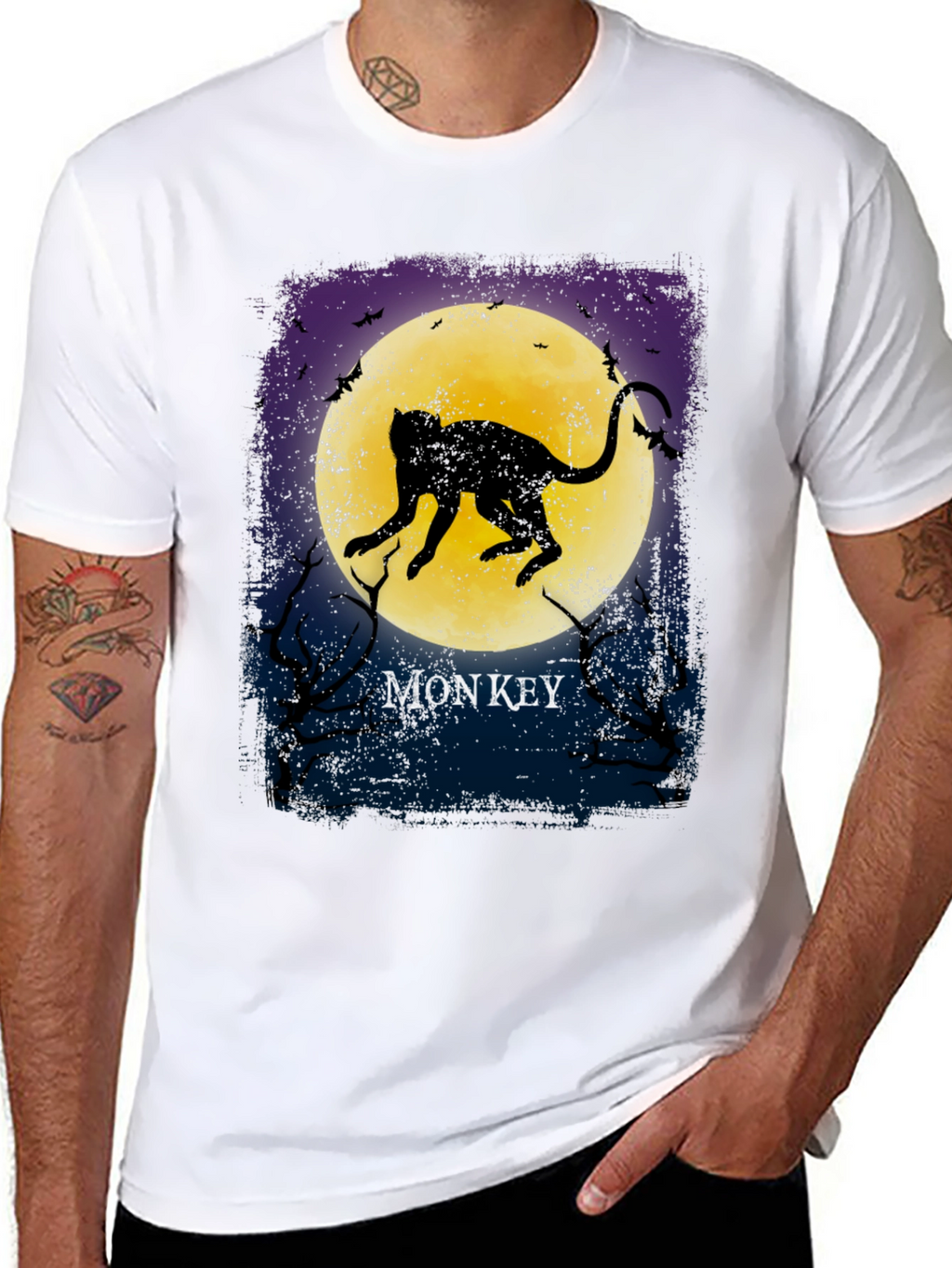 Monkey Silhouette T-Shirt - Moonlit Graphic Tee